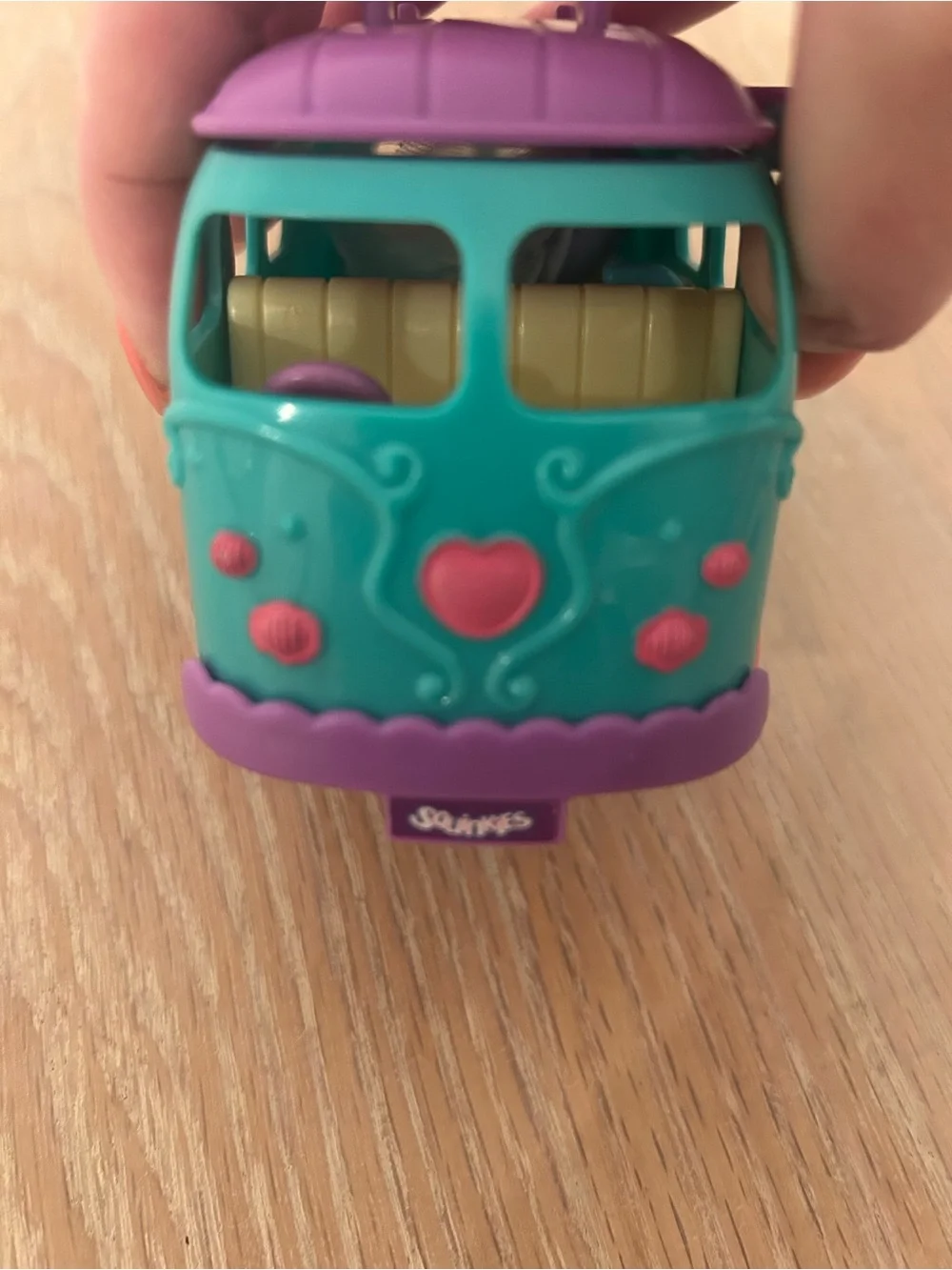 Teal and Purple Toy Camper Van with Pink Accents - Kids Play Vehicle